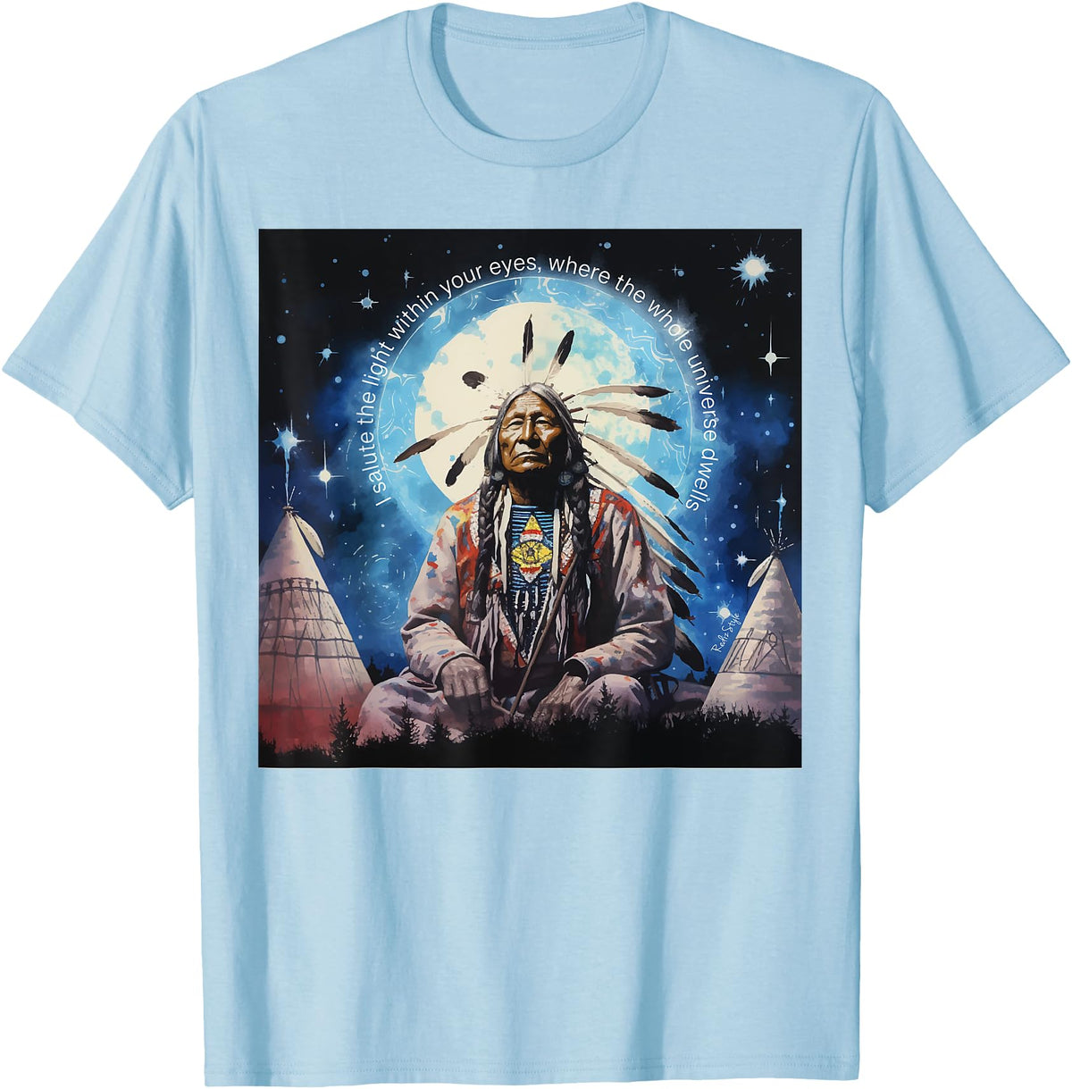 RedizStyle Crazy Horse - I Salute The Light Within Your Eyes T-Shirt - Baby Blue