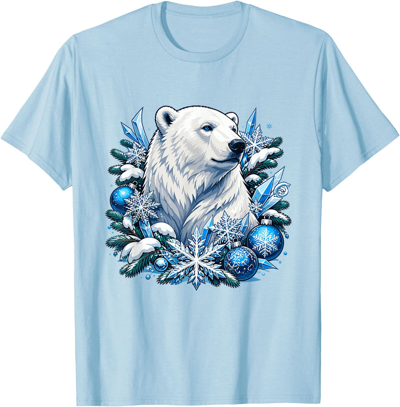 Arctic Polar Bear Snowflake Winter Christmas Christmas Polar Bear Snowflakes Winter Ornaments T-Shirt - Baby Blue