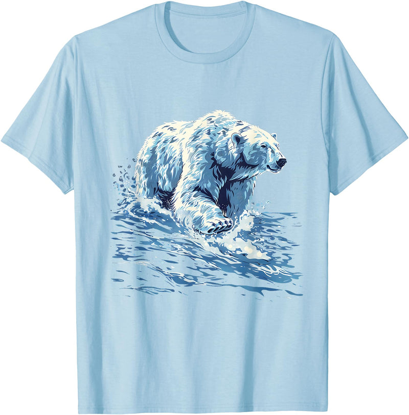 Sea Ocean Animal Art Polar Bear Ocean Sea Polar Bear Motif Marine Mammal Artwork T-Shirt - Baby Blue