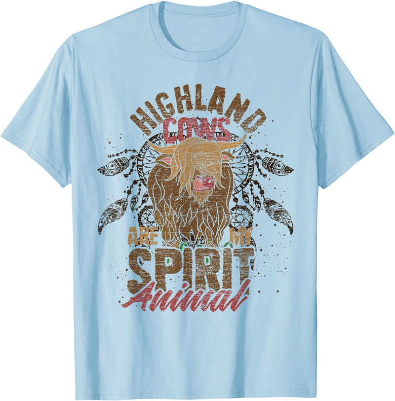 Highland Cow Animal Gifts Highland Cows Are My Spirit Animal Funny Highland Cow T-Shirt - Baby Blue