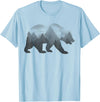 Dramabite Bear Double Exposure Surreal Wild Animals T-Shirt - Baby Blue