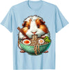Cute Guinea Pig Gifts Guinea Pig Eating Ramen Japanese Noodles T-Shirt - Baby Blue