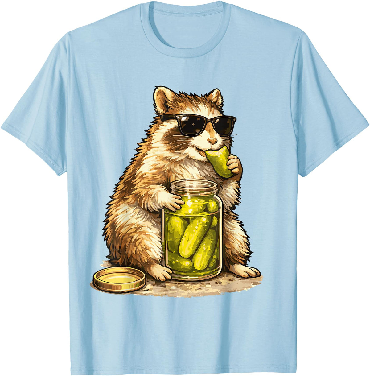 Pickle Munching Guinea Pig Designs Funny Guinea Pig Pickle Lover T-Shirt - Baby Blue