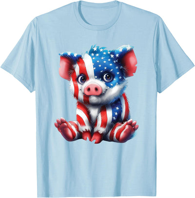 Red White and Blue Baby Pig T-Shirt