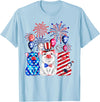 Fireworks American Flag Funny Pig 4th of July Fireworks American Flag Funny Pig Patriotic Farmer 4th July T-Shirt - Baby Blue