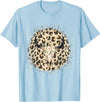 Funny Leopard Cow Skull designs Funny Leopard Cow Skull print Flower Rustic Turquoise T-Shirt - Baby Blue