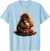 CONLEE Cute Baby Monkey Punch Viral Zoo Japan Design T-Shirt - Baby Blue