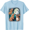Three Rabbits Howling at the Moon Funny Galaxy Parody T-Shirt in Baby Blue