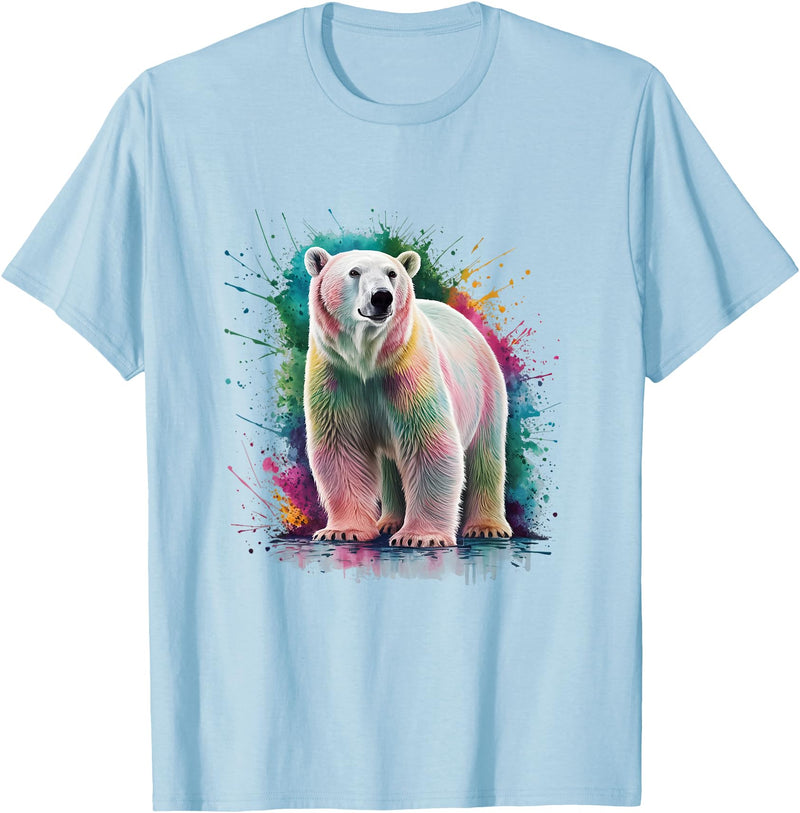 Colorful Watercolor Animal Designs Polar Bear Men Woman Colorful Watercolor Polar Bear T-Shirt - Baby Blue