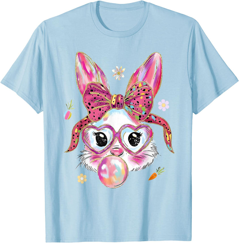Women Girls Kids Rabbit T-Shirt in Baby Blue