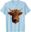 Cute Scottish Highlander Cattle Designs Scottish Highland Cow Messy Bun Scottish Highlander Cow T-Shirt - Baby Blue