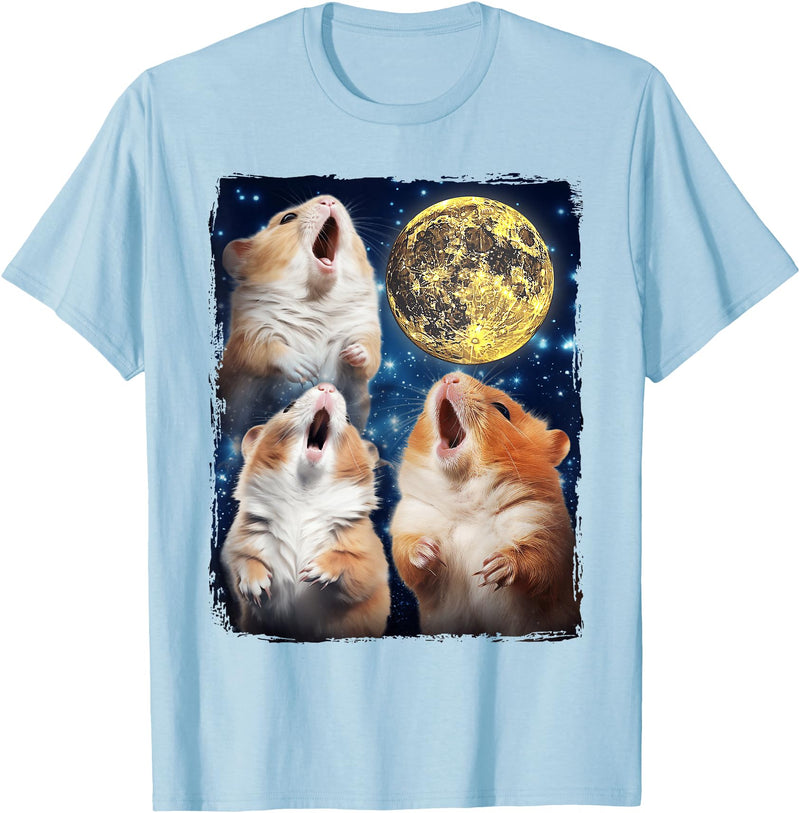 Hamsters Howling At Moon T-Shirt - Baby Blue