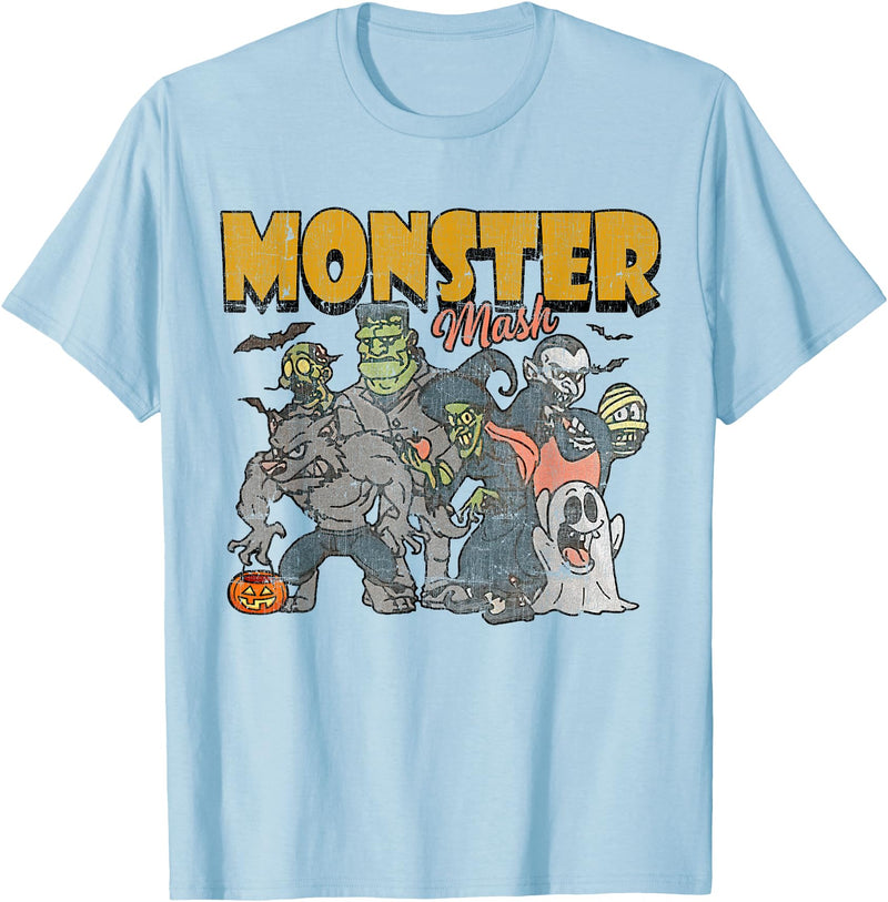 Monster Mash Vintage Ghost Halloween Funny T-Shirt - Baby Blue