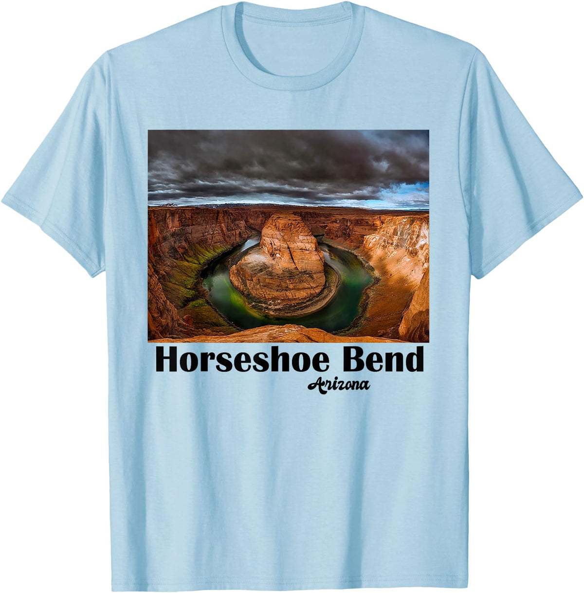 States & Travel Apparel Collection CR Historic Horseshoe Bend Souvenir Page Arizona Lake Powell T-Shirt - Baby Blue