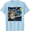 Hamster Van Gogh Style Starry Night T-Shirt - Baby Blue