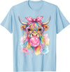 Cute Highlander Cow Lover Designs Highland Cow Blowing Bubblegum T-Shirt - Baby Blue