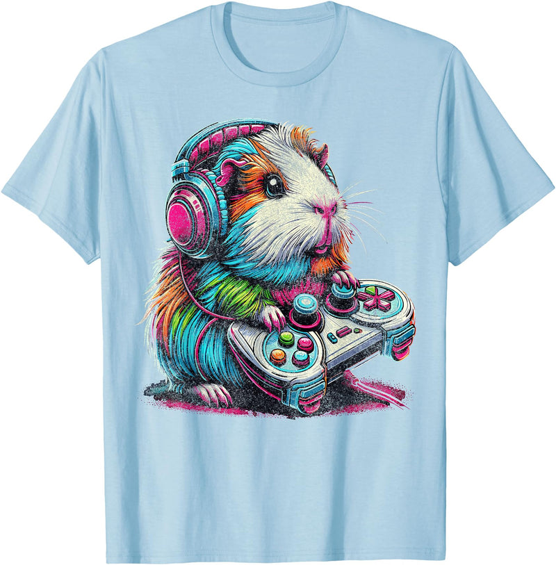 Funny Graphic Guinea Pig Gamers Guinea Pig Video Games Lover Guinea Pig T-Shirt - Baby Blue