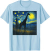 Giraffe Lovers Gifts Women Men youth Kids boys Starry Night Van Gogh Giraffe Animal Funny Graphic T-Shirt - Baby Blue
