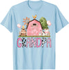 Pink Farm Cow Gender Reveal Grandpa Pink Farm Animal Birthday Kids Matching Family T-Shirt - Baby Blue