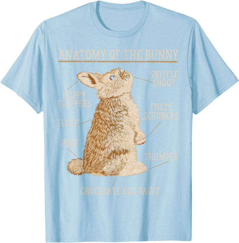 Rabbit Anatomy Bunny Lover Animal Pet Owner T-Shirt in Baby Blue