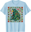 Nordic Scandinavian Folk Art Flower Designs Scandinavian Folk Art Bear Floral Pattern Nordic Animal T-Shirt - Baby Blue