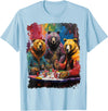 Noah&Friends Playing Card Pop Art Gambling Bears Playing Poker Cards T-Shirt - Baby Blue