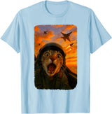 Funny Cats Fighter Jet Pilot Kitties Selfies Funny Screaming Cat Fighter Jet Pilot Kitty Selfie T-Shirt
