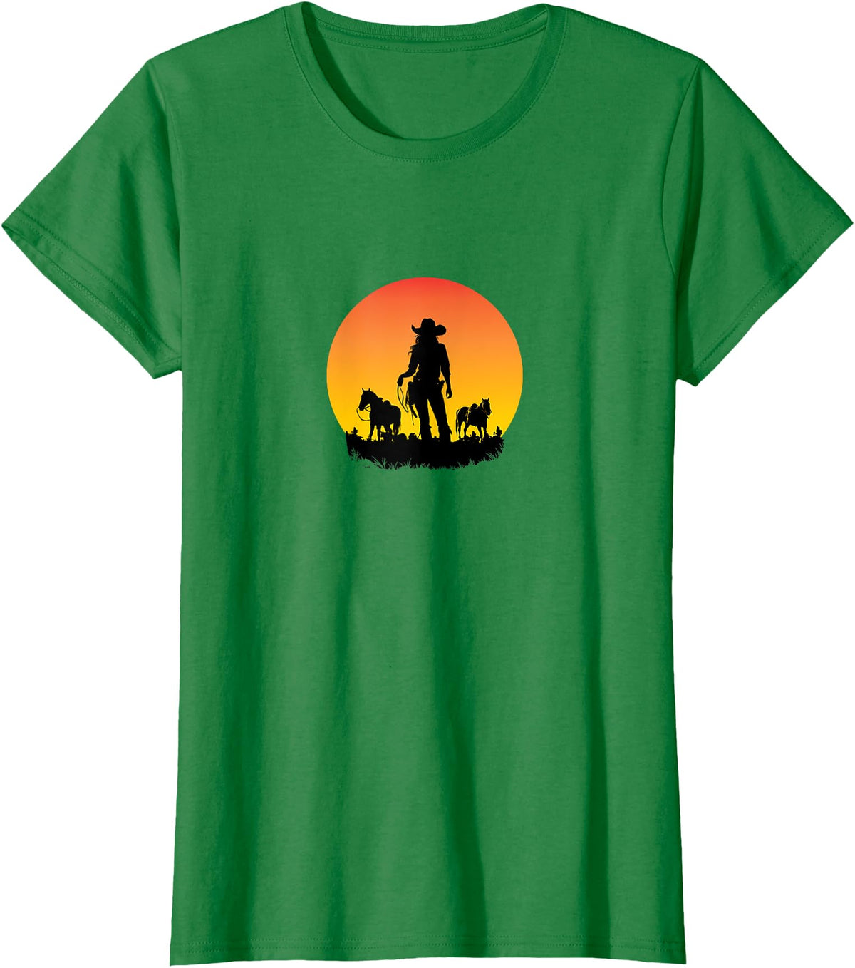 Horses Cowgirl T-Shirt - Kelly Green