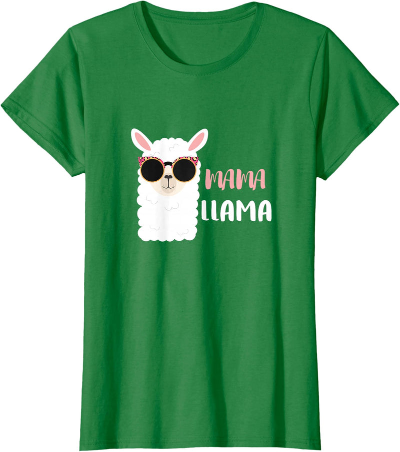 funny Mama Llama Co. Mama Llama, llama wearing sunglasses gift for women T-Shirt - Kelly Green