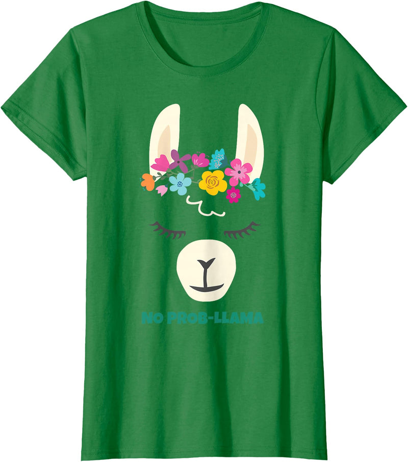 Llama Shirts & Alpaca Gifts No Prob Llama Christmas Women Kids Girls Birthday T-Shirt - Kelly Green