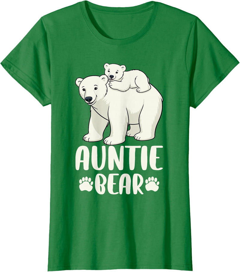 Polar Bear Family Art Creations Auntie Bear and Cub Polar Bear T-Shirt - Kelly Green