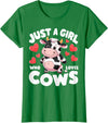 Cows for awesome Girls Farmer Cute Cow Just a Girl Who Loves Cows T-Shirt - Kelly Green