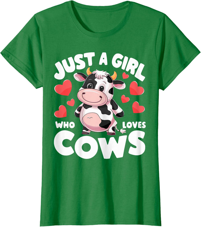 Cows for awesome Girls Farmer Cute Cow Just a Girl Who Loves Cows T-Shirt - Kelly Green
