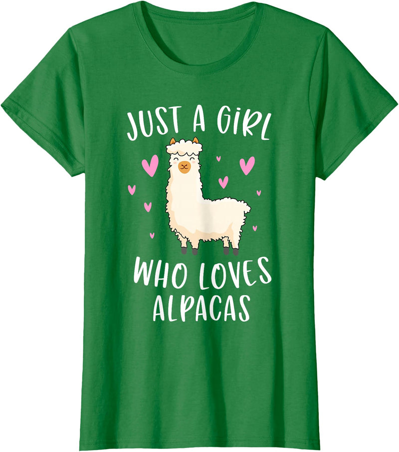 Cute Alpaca Llama Lover Clothing Gifts For Women Just A Girl Who Loves Alpacas Funny Alpaca Gifts for Girls T-Shirt - Kelly Green