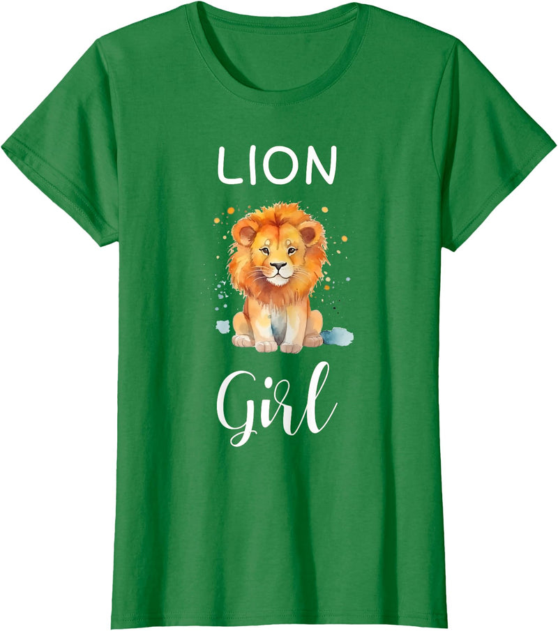 Lion Girl TShirtz & More Funny Lion Girl Shirt Artistic Cute Animal Lion Lover T-Shirt - Kelly Green