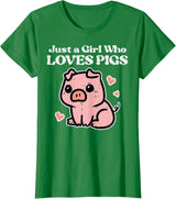 Pig Lover Shirts For Men Women Kids Just A Girl Who Loves Pigs Cute Hog Swine Toddler Girls Kids T-Shirt - Kelly Green