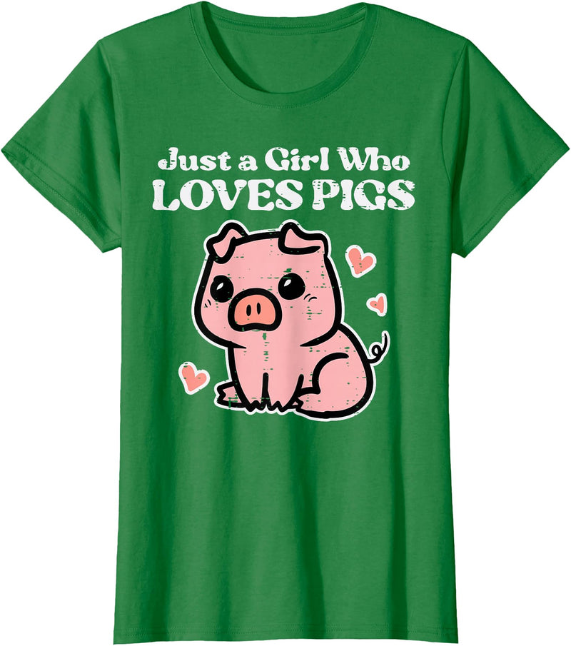 Pig Lover Shirts For Men Women Kids Just A Girl Who Loves Pigs Cute Hog Swine Toddler Girls Kids T-Shirt - Kelly Green