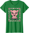 EDILILU Cute Pig Kawaii Pig Lover Piglet Women Girls T-Shirt - Kelly Green