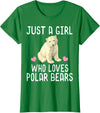 Polar Bear Lover Tees Just A Girl Who Loves Polar Bears T-Shirt Polar Bear Gift T-Shirt - Kelly Green