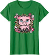 KATYLIN Cute Pig Flowers Pig Lover Women Girls Kids T-Shirt - Kelly Green