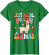 BALARI Just A Girl Who Loves Llamas Cute Groovy Alpaca Llama Kids T-Shirt - Kelly Green