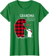 Papa & Mama Bear Outfit Grandma Bear Christmas Pajama Red Buffalo Plaid T-Shirt - Kelly Green
