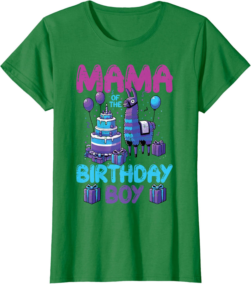 Birthday Party Shirts For Men Women Kids Mama of Birthday Boy Llama Pinata Party Family Match Women T-Shirt - Kelly Green
