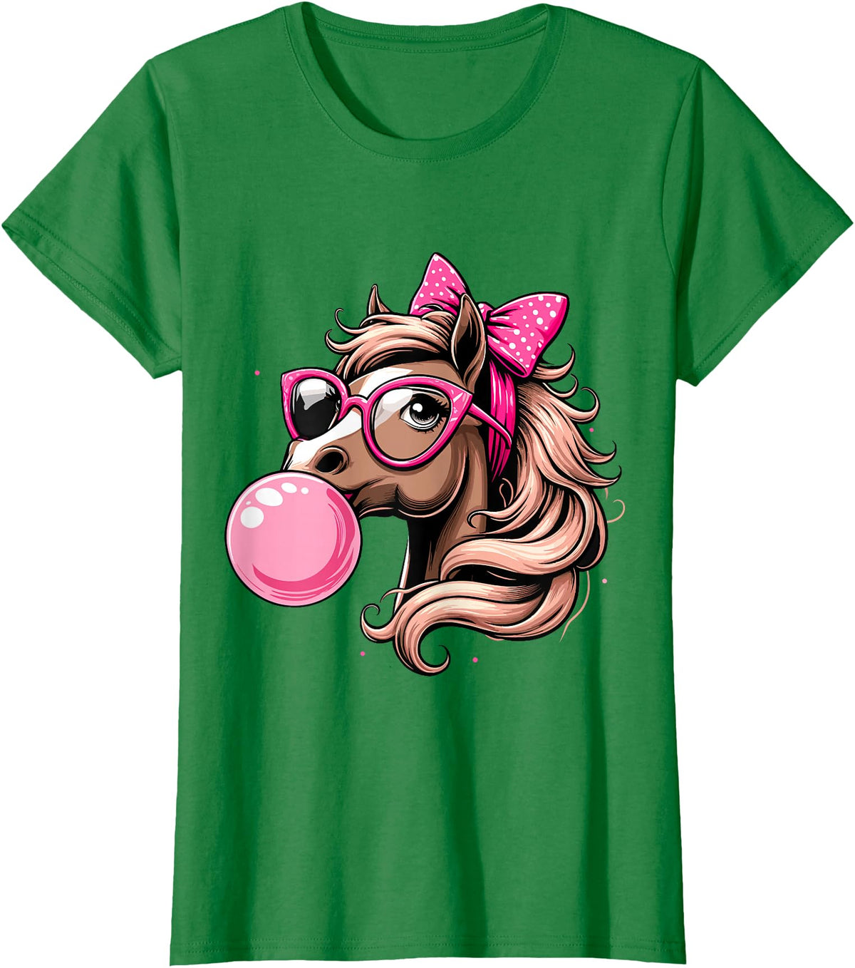 Humorous Horse Girl Gifts Horse Bubblegum Horse Girl Horseback T-Shirt - Kelly Green
