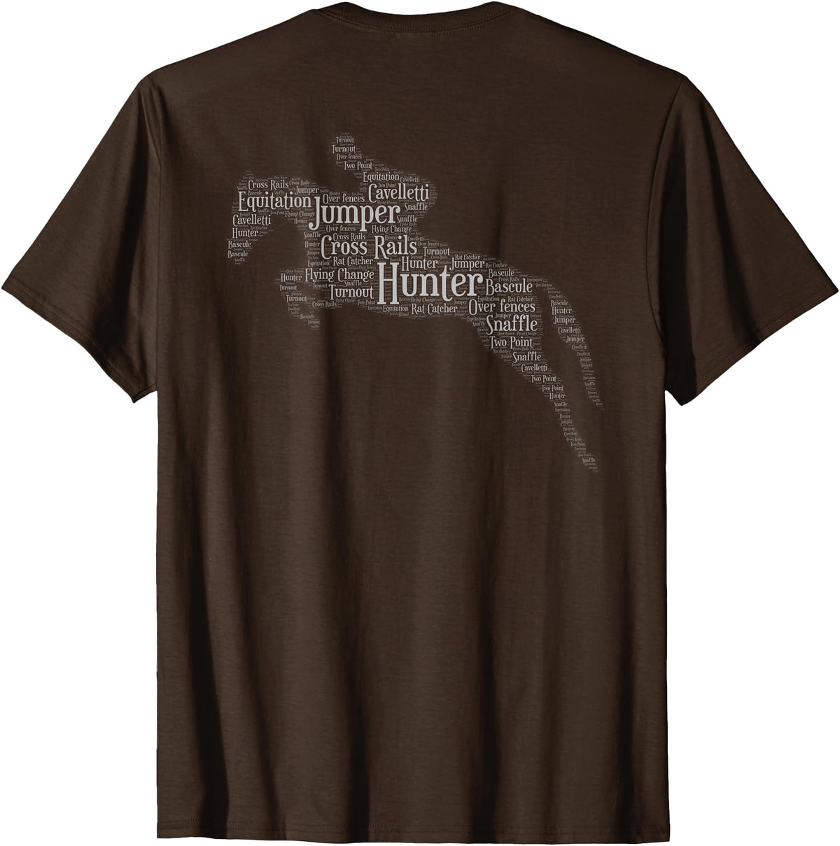 Horse Lovers T-Shirts and Gifts Hunter Jumper Equestrian T-Shirt Black Unisex-Adults Classic Fit Short Sleeve Crew Neck T-Shirt S - Brown