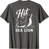 Sea Lion Trend (On Back) Hit The Sea Lion Funny Sealion Dance Trend T-Shirt - Asphalt Grey