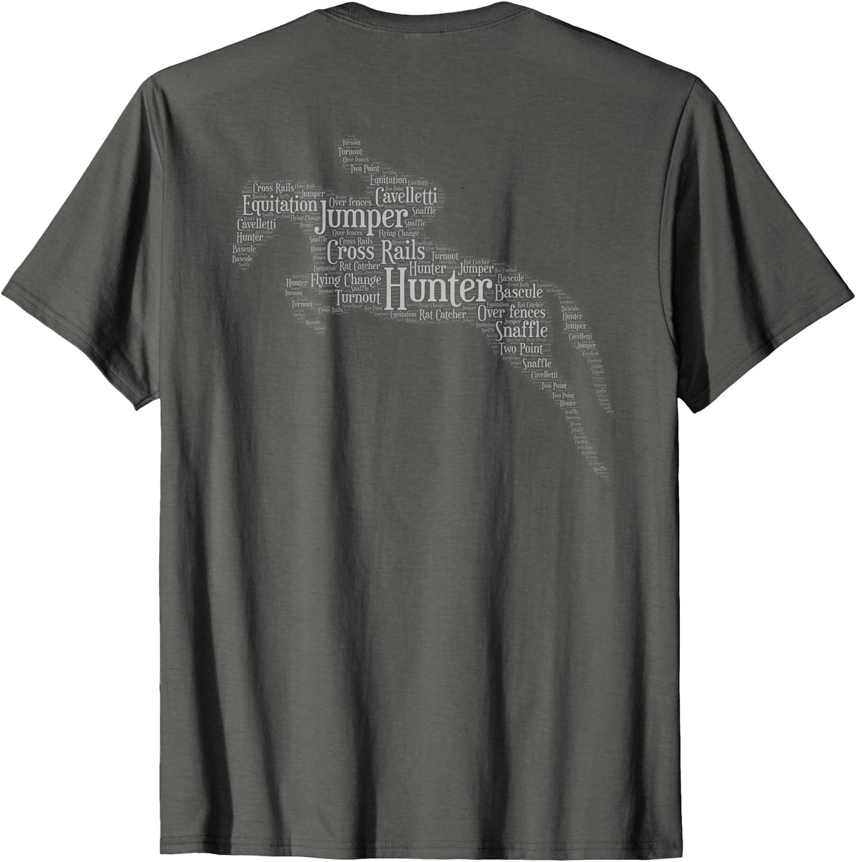 Horse Lovers T-Shirts and Gifts Hunter Jumper Equestrian T-Shirt Black Unisex-Adults Classic Fit Short Sleeve Crew Neck T-Shirt S - Asphalt Grey