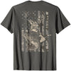 Fishing and Hunting Outdoors Designs Hunting and Fishing American Flag (Design on Front and Back) T-Shirt - size chart