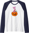 Disney - Halloween Piglet Pumpkin Raglan Baseball Tee - Navy Blue/White