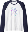 Wonderful Horse Silhouette Horse Raglan Baseball Tee - Navy Blue/White